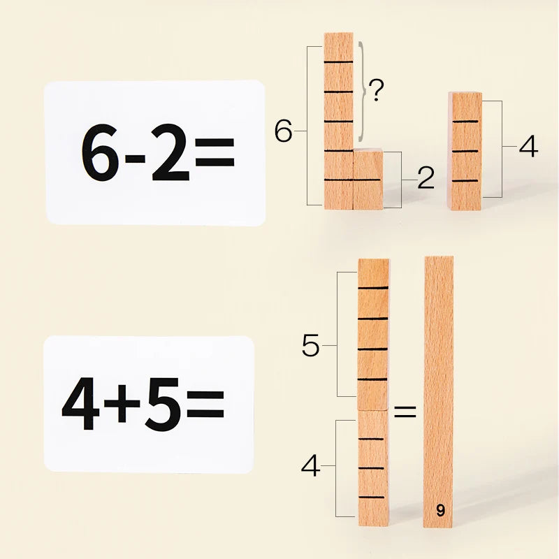 Montessori Wooden Math Sticks – Cognitive Addition & Subtraction Learning Toy