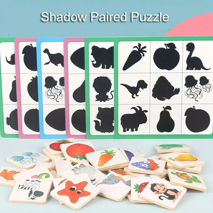 Wooden Montessori Find Shape Toys Animal Fruit Shadow Pairing Shape Puzzle Logical Thinking Game Educational Toys For Children